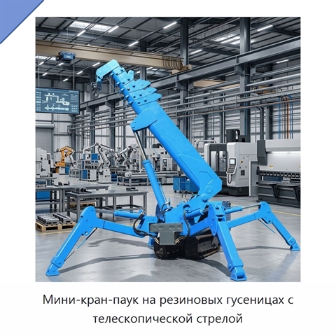 Мини-кран-паук на резиновых гусеницах с телескопической стрелой
