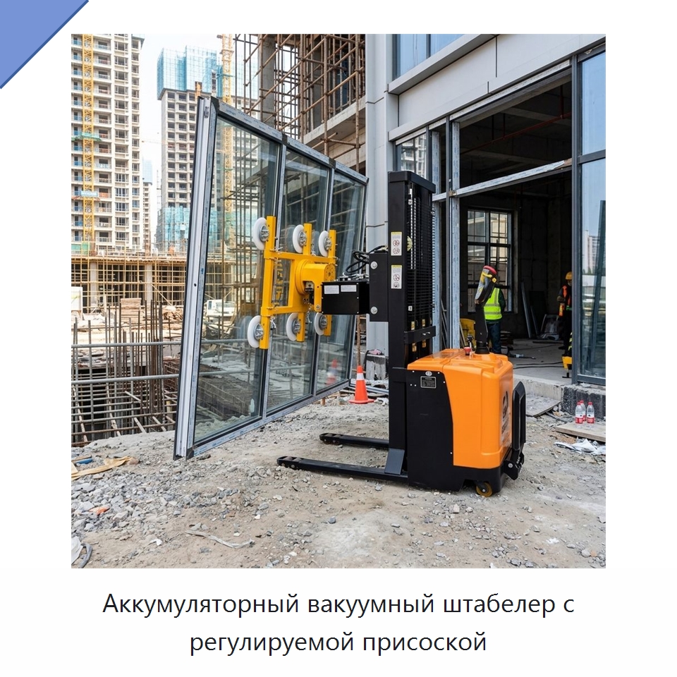 Аккумуляторный вакуумный штабелер с регулируемой присоской — Вакуумные грузозахваты