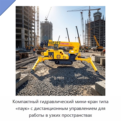 Компактный гидравлический мини-кран типа «паук» с дистанционным управлением для работы в узких пространствах