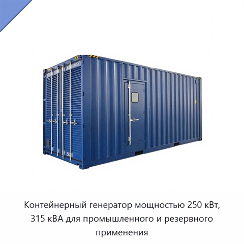 Контейнерный генератор мощностью 250 кВт, 315 кВА для промышленного и резервного применения