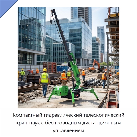 Компактный гидравлический телескопический кран-паук с беспроводным дистанционным управлением