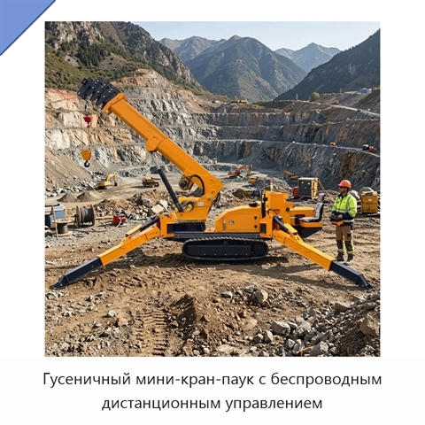 Гусеничный мини-кран-паук с беспроводным дистанционным управлением