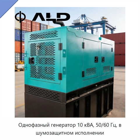 Однофазный генератор 10 кВА, 50/60 Гц, в шумозащитном исполнении