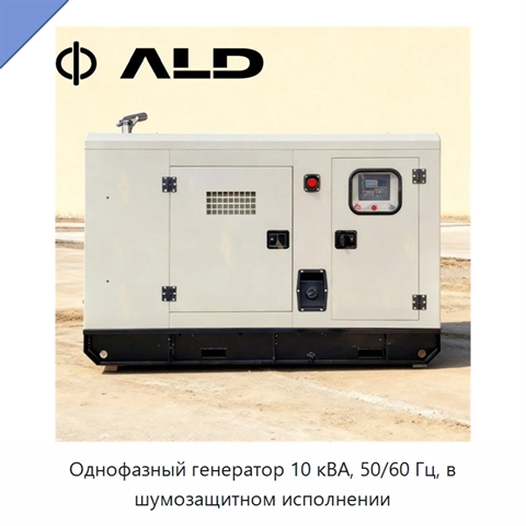 Однофазный генератор 10 кВА, 50/60 Гц, в шумозащитном исполнении