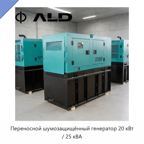 Переносной шумозащищённый генератор 20 кВт / 25 кВА