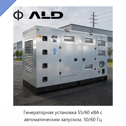 Генераторная установка 55/60 кВА с автоматическим запуском, 50/60 Гц
