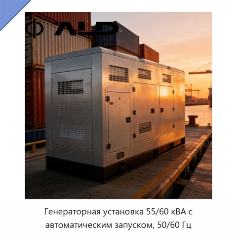 Генераторная установка 55/60 кВА с автоматическим запуском, 50/60 Гц