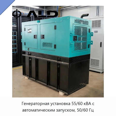 Генераторная установка 55/60 кВА с автоматическим запуском, 50/60 Гц