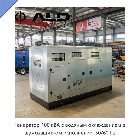 Генератор 100 кВА с водяным охлаждением в шумозащитном исполнении, 50/60 Гц