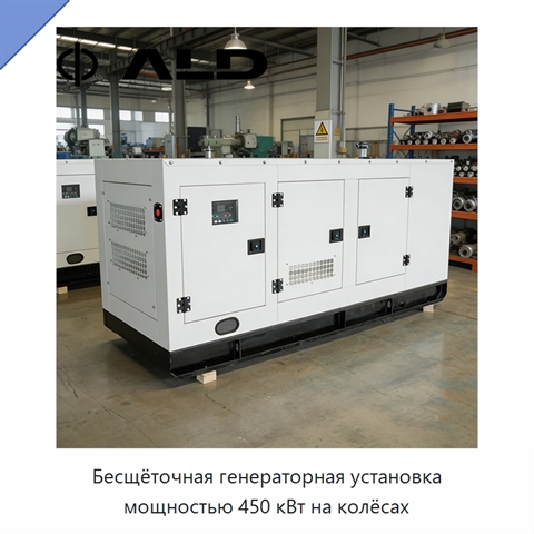 Бесщёточная генераторная установка мощностью 450 кВт на колёсах