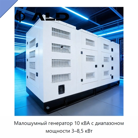 Малошумный генератор 10 кВА с диапазоном мощности 3–8,5 кВт