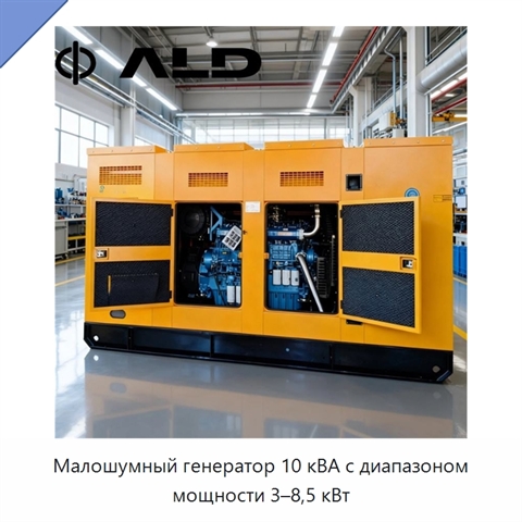 Малошумный генератор 10 кВА с диапазоном мощности 3–8,5 кВт