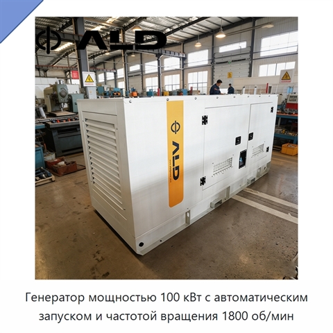 Генератор мощностью 100 кВт с автоматическим запуском и частотой вращения 1800 об/мин