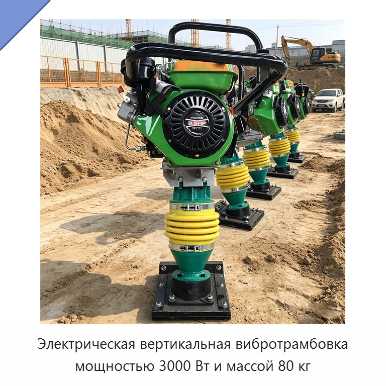 Электрическая вертикальная вибротрамбовка мощностью 3000 Вт и массой 80 кг — Трамбовки