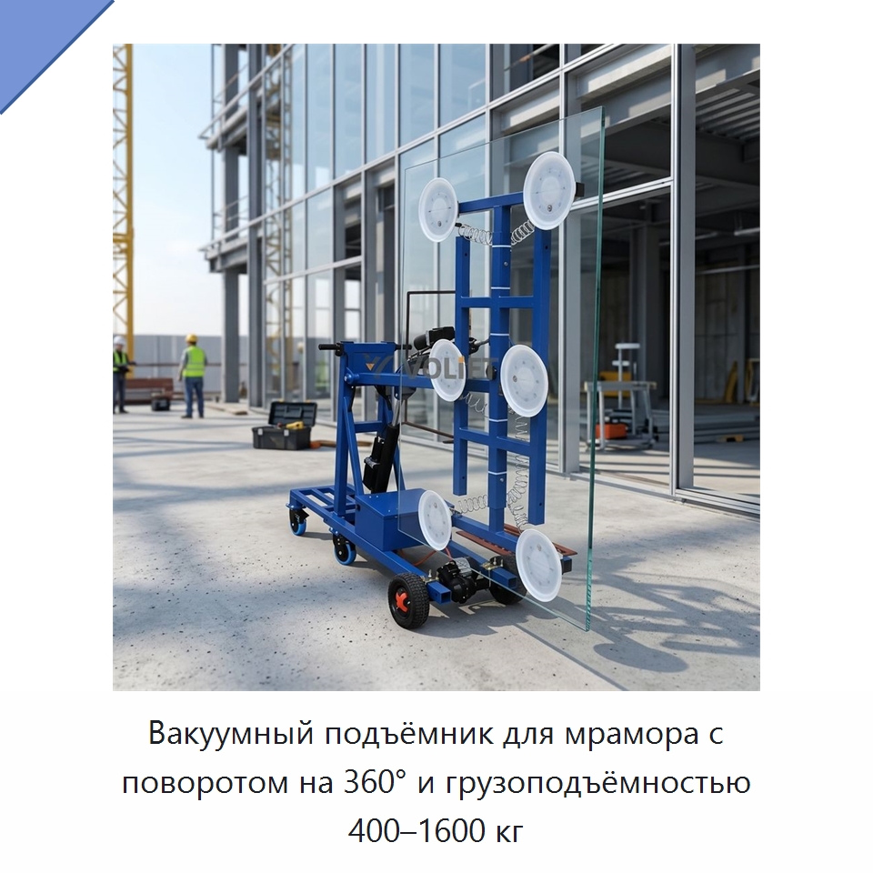 Вакуумный подъёмник для мрамора с поворотом на 360° и грузоподъёмностью 400–1600 кг — Вакуумные грузозахваты