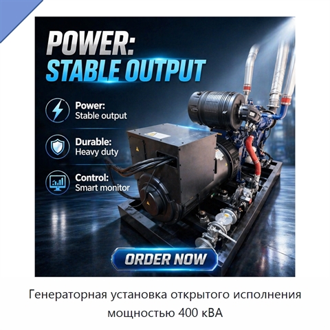 Генераторная установка открытого исполнения мощностью 400 кВА