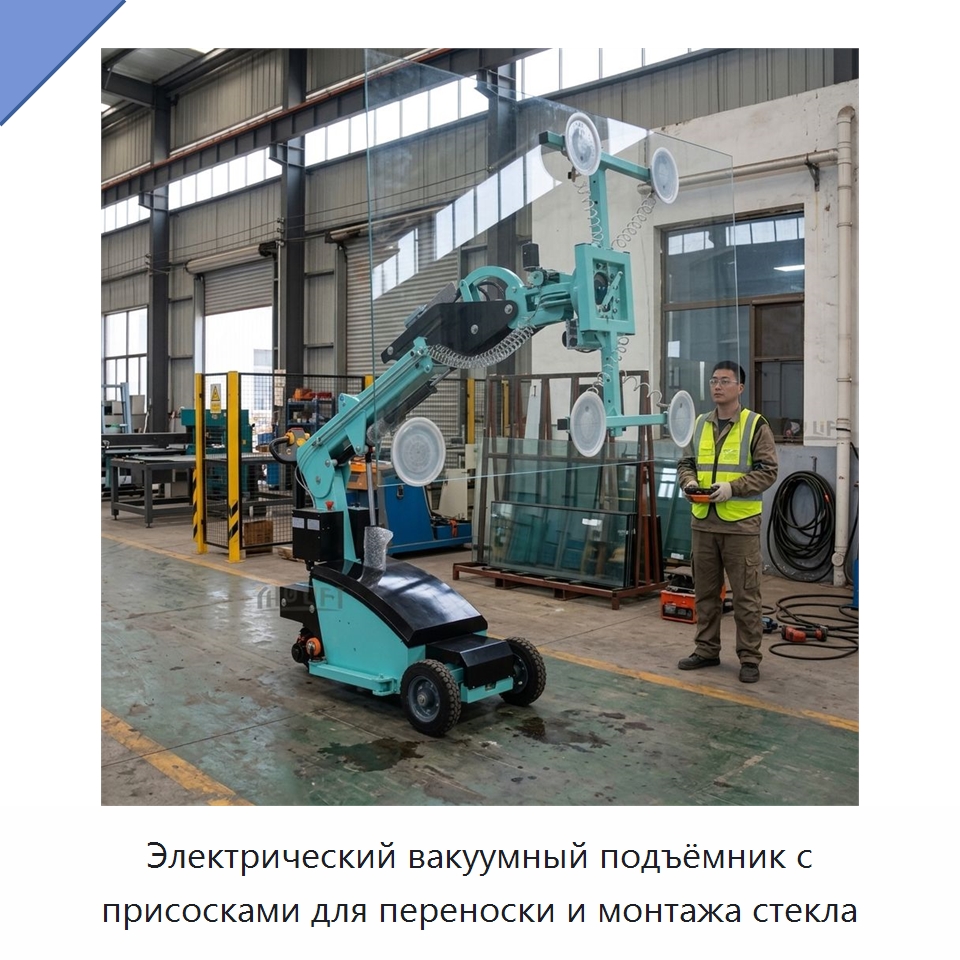 Электрический вакуумный подъёмник с присосками для переноски и монтажа стекла — Вакуумные грузозахваты