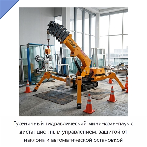 Гусеничный гидравлический мини-кран-паук с дистанционным управлением, защитой от наклона и автоматической остановкой