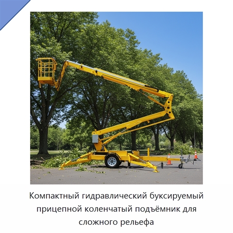 Компактный гидравлический буксируемый прицепной коленчатый подъёмник для сложного рельефа