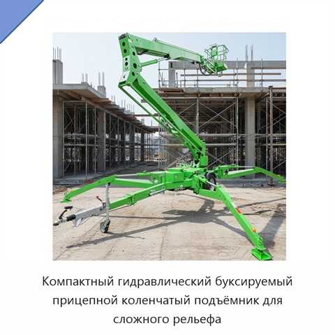 Компактный гидравлический буксируемый прицепной коленчатый подъёмник для сложного рельефа