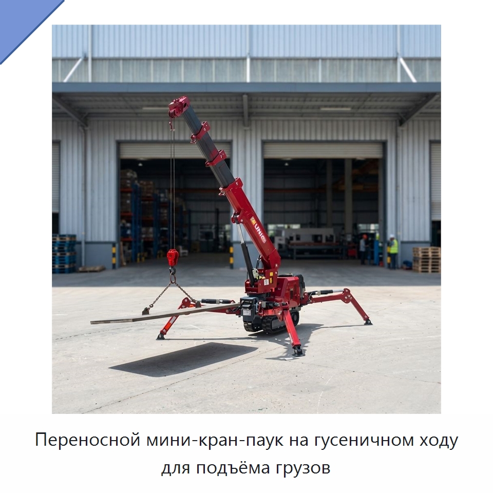 Переносной мини-кран-паук на гусеничном ходу для подъёма грузов — Краны