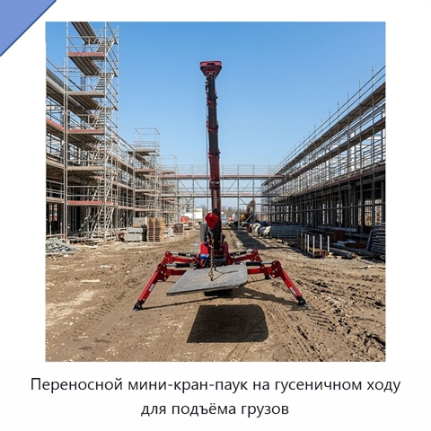 Переносной мини-кран-паук на гусеничном ходу для подъёма грузов