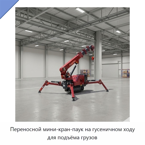 Переносной мини-кран-паук на гусеничном ходу для подъёма грузов