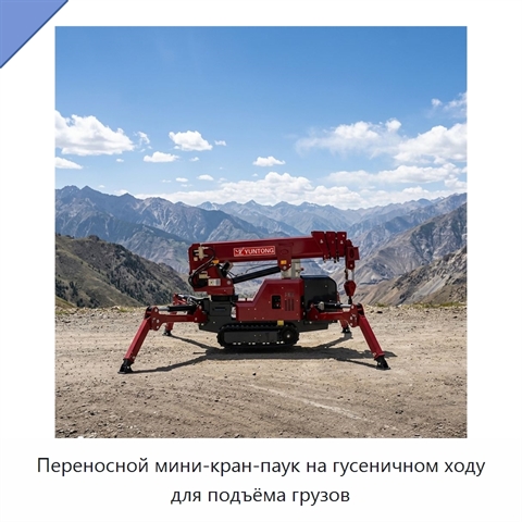 Переносной мини-кран-паук на гусеничном ходу для подъёма грузов