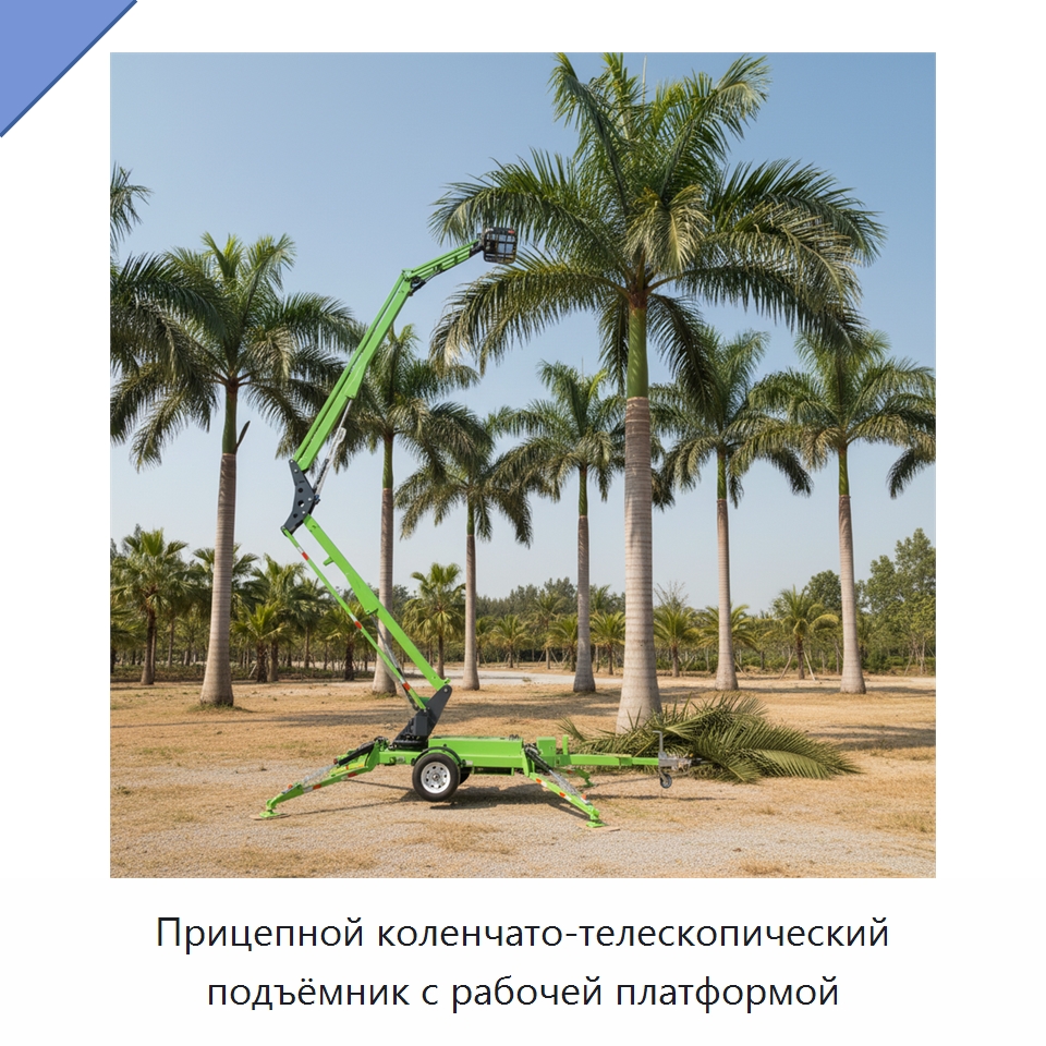 Прицепной коленчато-телескопический подъёмник с рабочей платформой — Подъемные столы