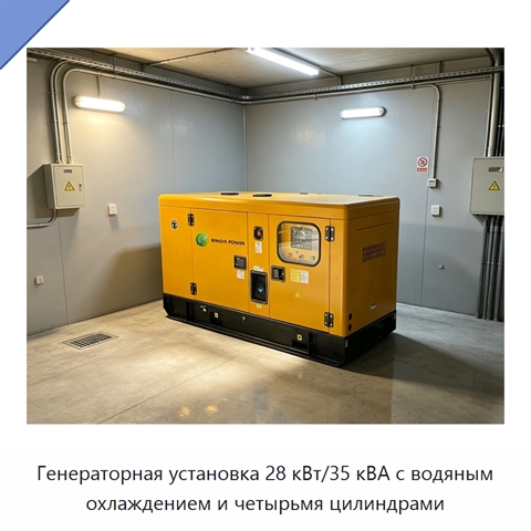 Генераторная установка 28 кВт/35 кВА с водяным охлаждением и четырьмя цилиндрами