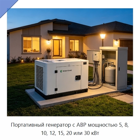 Портативный генератор с АВР мощностью 5, 8, 10, 12, 15, 20 или 30 кВт