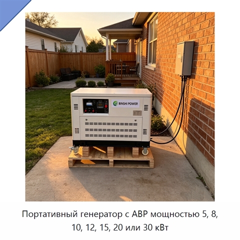Портативный генератор с АВР мощностью 5, 8, 10, 12, 15, 20 или 30 кВт