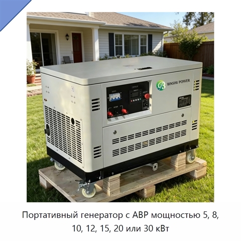 Портативный генератор с АВР мощностью 5, 8, 10, 12, 15, 20 или 30 кВт