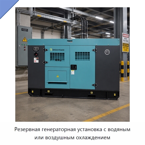 Резервная генераторная установка с водяным или воздушным охлаждением