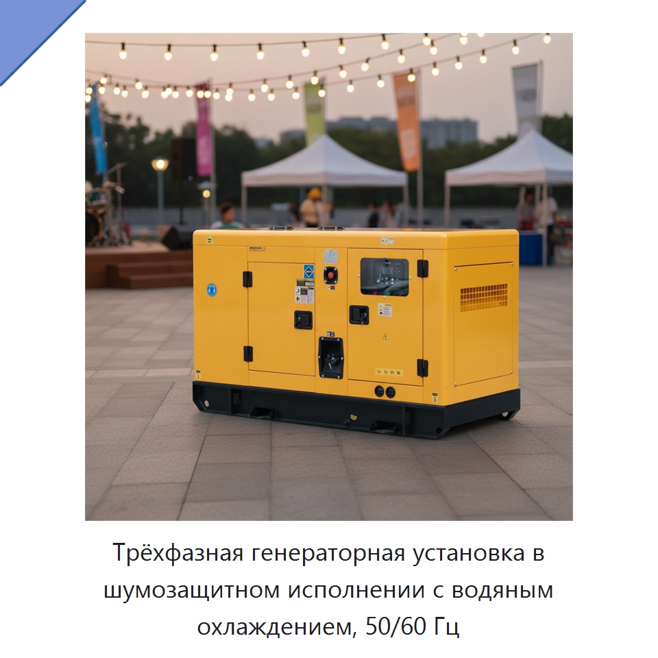 Трёхфазная генераторная установка в шумозащитном исполнении с водяным охлаждением, 50/60 Гц — Дизельные генераторы