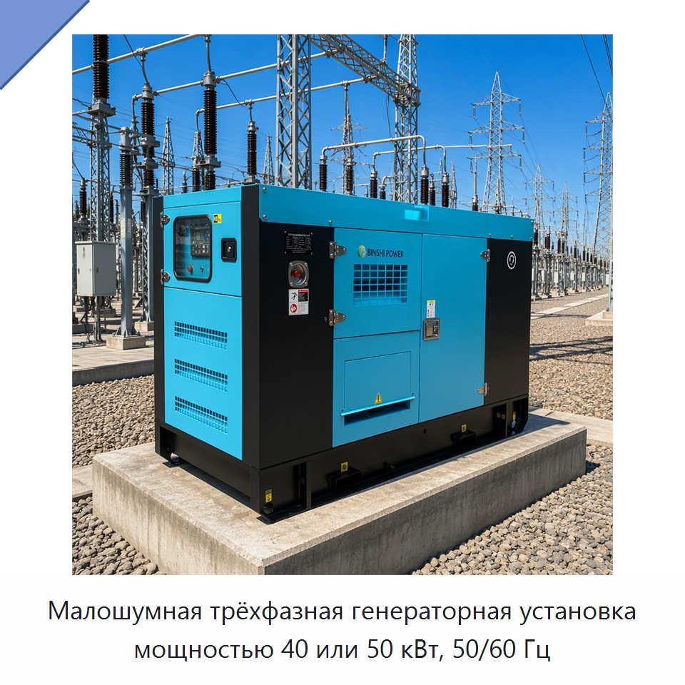 Малошумная трёхфазная генераторная установка мощностью 40 или 50 кВт, 50/60 Гц — Дизельные генераторы