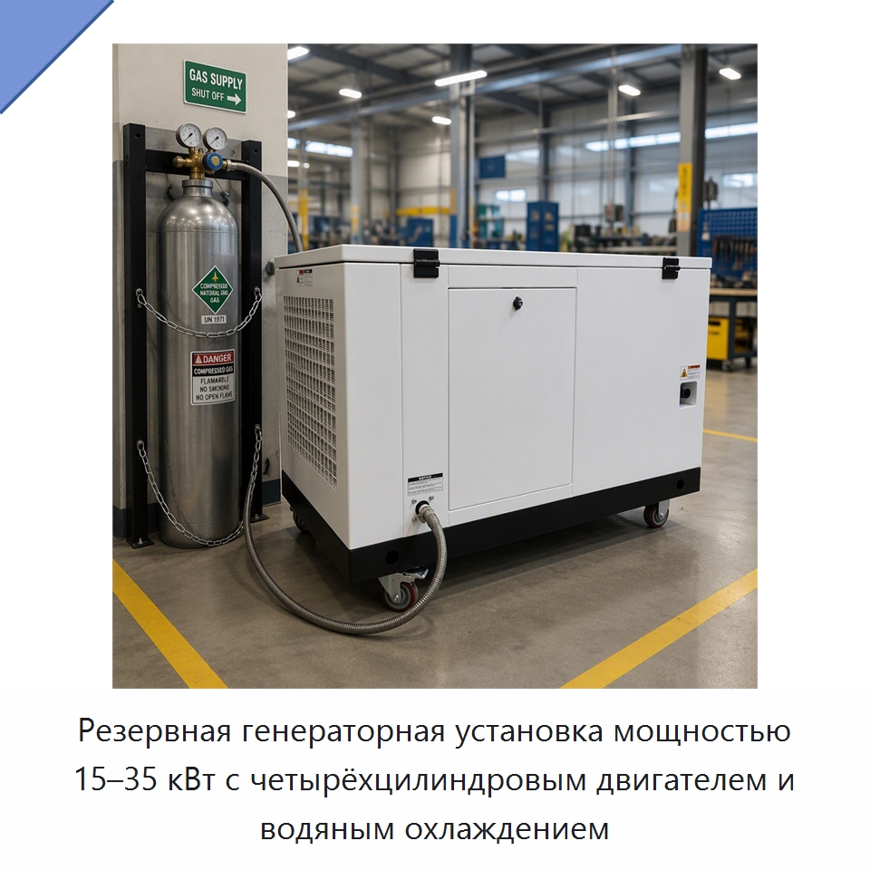 Резервная генераторная установка мощностью 15–35 кВт с четырёхцилиндровым двигателем и водяным охлаждением — Дизельные генераторы