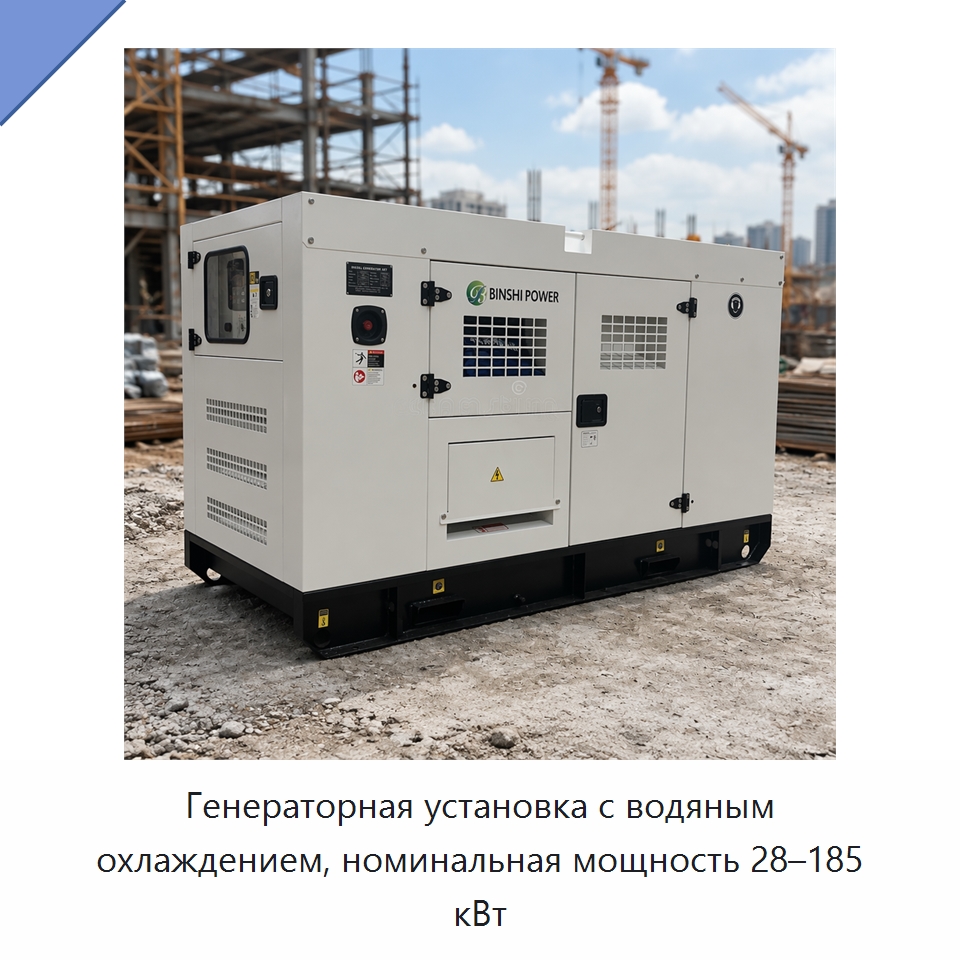 Генераторная установка с водяным охлаждением, номинальная мощность 28–185 кВт — Дизельные генераторы