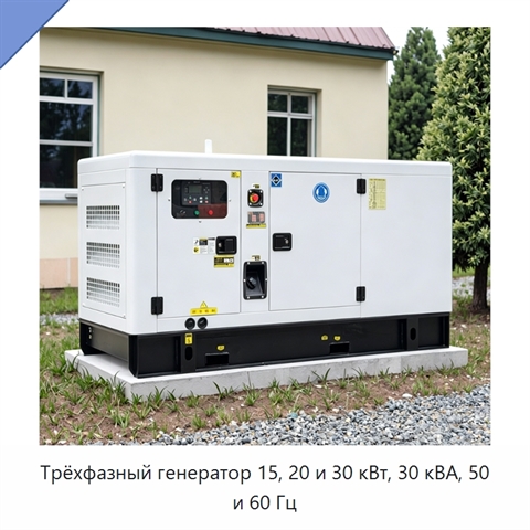 Трёхфазный генератор 15, 20 и 30 кВт, 30 кВА, 50 и 60 Гц