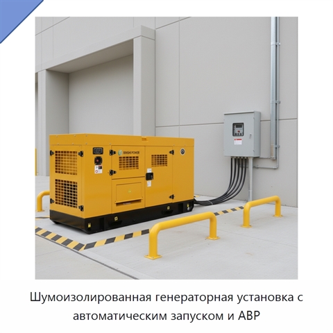 Шумоизолированная генераторная установка с автоматическим запуском и АВР