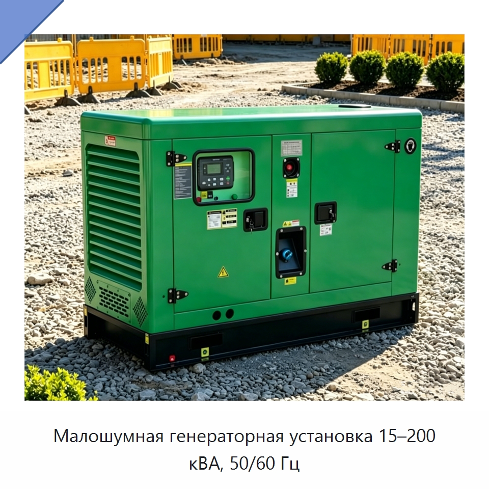 Малошумная генераторная установка 15–200 кВА, 50/60 Гц — Дизельные генераторы