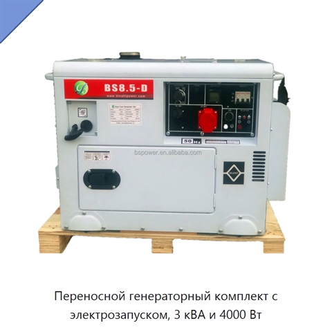 Переносной генераторный комплект с электрозапуском, 3 кВА и 4000 Вт