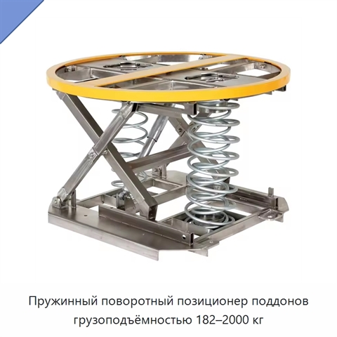 Пружинный поворотный позиционер поддонов грузоподъёмностью 182–2000 кг