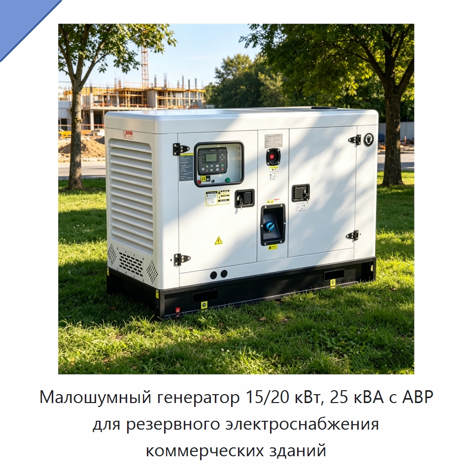 Малошумный генератор 15/20 кВт, 25 кВА с АВР для резервного электроснабжения коммерческих зданий — Дизельные генераторы