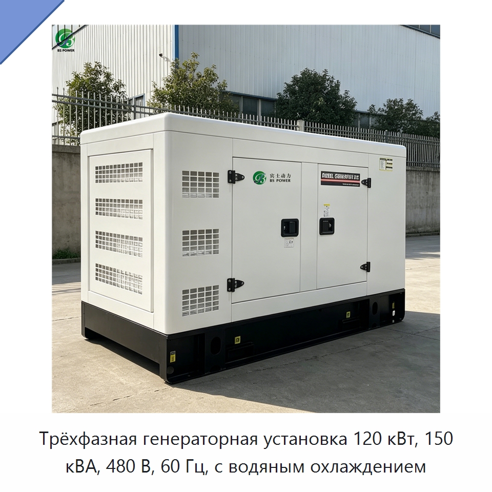 Трёхфазная генераторная установка 120 кВт, 150 кВА, 480 В, 60 Гц, с водяным охлаждением — Дизельные генераторы