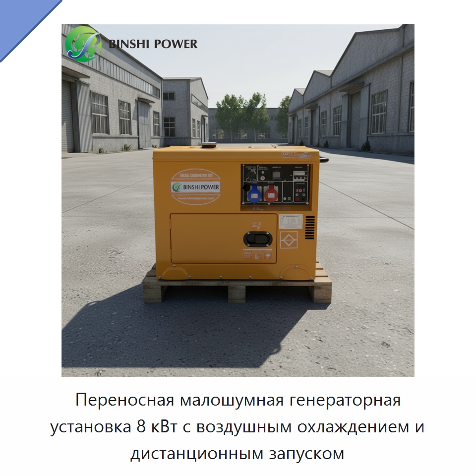 Переносная малошумная генераторная установка 8 кВт с воздушным охлаждением и дистанционным запуском — Дизельные генераторы