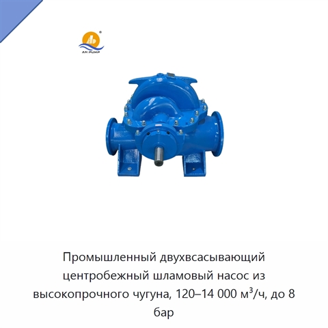 Промышленный двухвсасывающий центробежный шламовый насос из высокопрочного чугуна, 120–14 000 м³/ч, до 8 бар