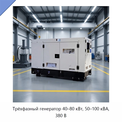 Трёхфазный генератор 40–80 кВт, 50–100 кВА, 380 В