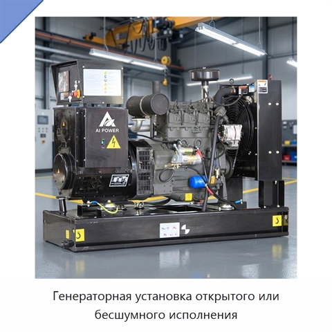 Генераторная установка открытого или бесшумного исполнения