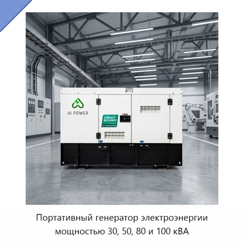 Портативный генератор электроэнергии мощностью 30, 50, 80 и 100 кВА
